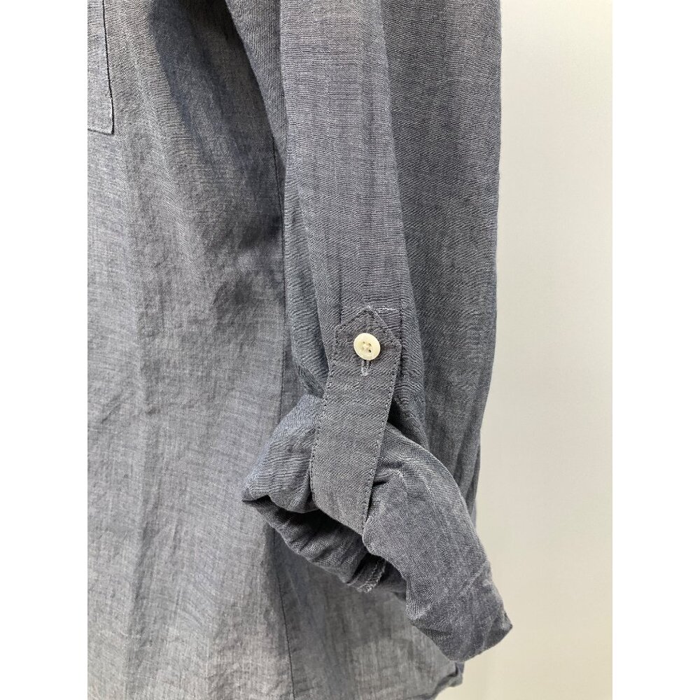 Ann Taylor LOFT size Medium Denim button-front long-sleeved lightweight top - Picture 6 of 11